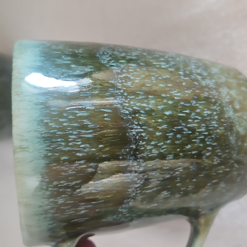 Williams Sonoma Green Cyprus Reactive Glaze Mid-Century Stoneware Mugs Set of 4 - Picture 7 of 12